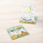 Niedlicher Dinosaurier Jungle Foliage 3. Geburtsta Rechteckiger Pappuntersetzer (Vor Ort)