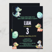 Niedlicher Dinosaurier Kindergeburtstag Einladung (Vorne/Hinten)