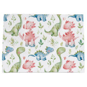 Niedlicher Dinosaurier-Kindergeburtstag Große Geschenktüte (Vorderseite)