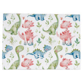 Niedlicher Dinosaurier-Kindergeburtstag Große Geschenktüte (Rückseite)