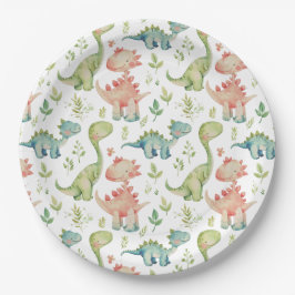 Niedlicher Dinosaurier-Kindergeburtstag Pappteller