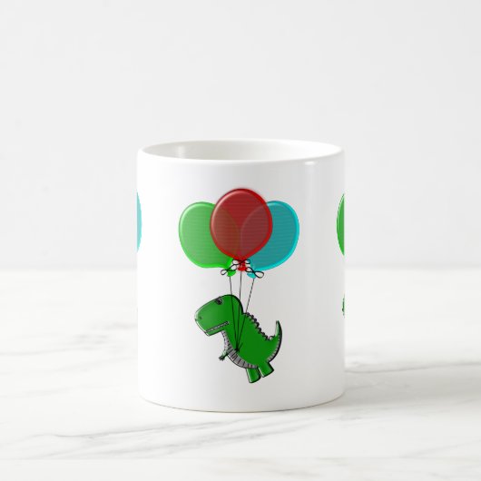 Niedlicher Dinosaurier mit Balloonen Kaffeetasse (Mittel)