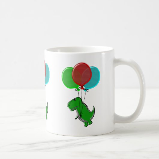 Niedlicher Dinosaurier mit Balloonen Kaffeetasse (Rechts)