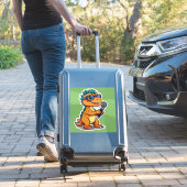 Niedlicher Dinosaurier mit Brille mit Interview Mi Aufkleber (Koffer Insitu)