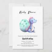 Niedlicher Dinosaurier mit Ei-Baby-Dusche Einladung (Vorderseite)