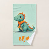 Niedlicher Dinosaurier mit einem Orangen Scarf Badhandtuch Set (Handtuch)