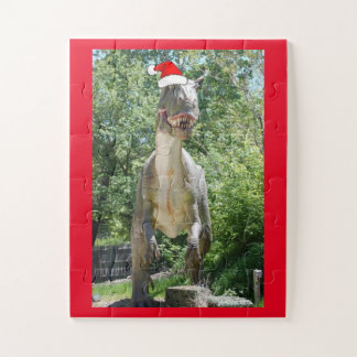 Niedlicher Dinosaurier mit einem Weihnachtshut Puzzle