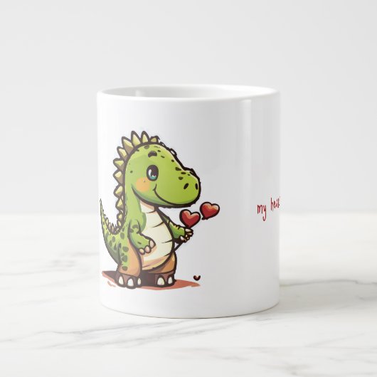 Niedlicher Dinosaurier mit Herz Jumbo-Tasse (Vorderseite)