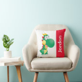 Niedlicher Dinosaurier mit Individuelle Name Kissen (Stuhl )