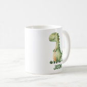Niedlicher Dinosaurier mit Kindername Kaffeetasse (VorderseiteRechts)