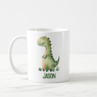 Niedlicher Dinosaurier mit Kindername Kaffeetasse