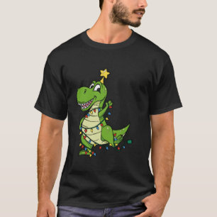 Niedlicher Dinosaurier mit Licht für Kinder Weihna T-Shirt