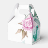 Niedlicher Dinosaurier mit Pink Peony Babydusche Geschenkschachtel (Rückseite)