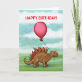 Niedlicher Dinosaurier mit Red Balloon Karte (Vorderseite)