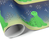 Niedlicher Dinosaurier mit Schneeflocken Geschenkpapier (Rolleneckpunkt)
