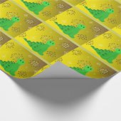 Niedlicher Dinosaurier mit Schneeflocken Geschenkpapier (Ecke)