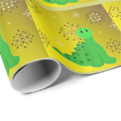 Niedlicher Dinosaurier mit Schneeflocken Geschenkpapier (Rolleneckpunkt)