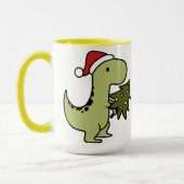 Niedlicher Dinosaurier mit Weihnachtsbaum Tasse (Links)