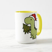 Niedlicher Dinosaurier mit Weihnachtsbaum Tasse (VorderseiteRechts)