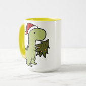 Niedlicher Dinosaurier mit Weihnachtsbaum Tasse (Vorderseite Links)