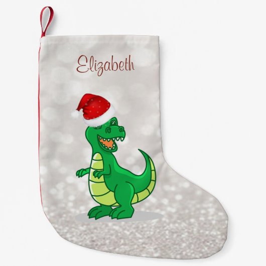 Niedlicher Dinosaurier mit Weihnachtsmannmütze, Gl Kleiner Weihnachtsstrumpf (Vorderseite)