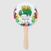 Niedlicher Dinosaurier Müllwagen Ballon Geburtstag Fächer (Rückseite)