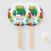 Niedlicher Dinosaurier Müllwagen Ballon Geburtstag Fächer (Vorne und Hinten)