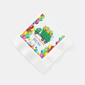Niedlicher Dinosaurier Müllwagen Ballon Geburtstag Serviette (Ecke)