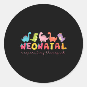 Niedlicher Dinosaurier Neonataler Atemtherapeut Kr Runder Aufkleber