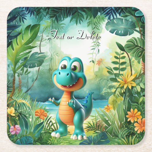 Niedlicher Dinosaurier Paper Untersetzer (Vorderseite)