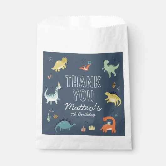 Niedlicher Dinosaurier Personalisiert Geburtstag G Geschenktütchen (Vorderseite)