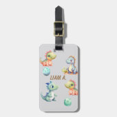 Niedlicher Dinosaurier Personalisiert Gepäckanhänger (Vorderseite vertikal)