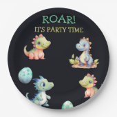 Niedlicher Dinosaurier Personalisiert Pappteller (Vorderseite)