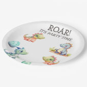 Niedlicher Dinosaurier Personalisiert Pappteller (Schrägansicht)