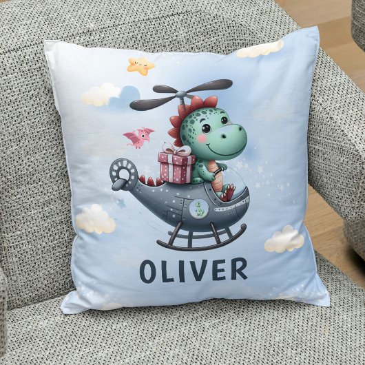 Niedlicher Dinosaurier Pilot Charming-Hubschrauber Kissen