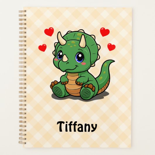 Niedlicher Dinosaurier-Planer - Name hinzufügen Planer (Vorderseite)