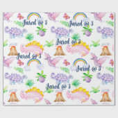 Niedlicher Dinosaurier Regenbogen Aquarellfarbe Ki Geschenkpapier (Flach)