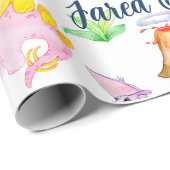 Niedlicher Dinosaurier Regenbogen Aquarellfarbe Ki Geschenkpapier (Rolleneckpunkt)