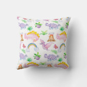 Niedlicher Dinosaurier Regenbogen Aquarellfarben K Kissen (Rückseite)