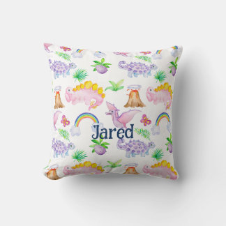 Niedlicher Dinosaurier Regenbogen Aquarellfarben K Kissen