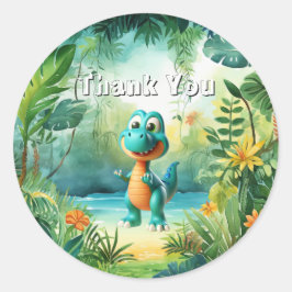 Niedlicher Dinosaurier Runder Aufkleber