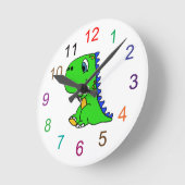 Niedlicher Dinosaurier scherzt Wand-Uhr Runde Wanduhr (Winkel)