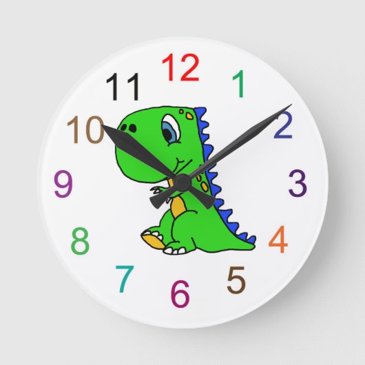 Niedlicher Dinosaurier scherzt Wand-Uhr Runde Wanduhr (Vorderseite)