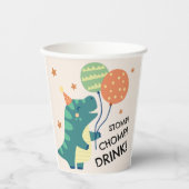 Niedlicher Dinosaurier Stomp Chomp Drink Geburtsta Pappbecher (Vorderseite)
