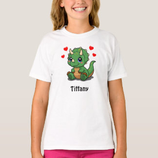 Niedlicher Dinosaurier-T - Shirt für Kinder - Name