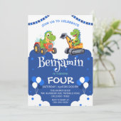 Niedlicher Dinosaurier-Traktor-Hubballon Geburtsta (Stehend Vorderseite)