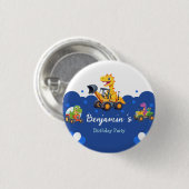 Niedlicher Dinosaurier-Traktor-Hubballon Geburtsta Button (Vorne & Hinten)