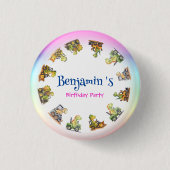 Niedlicher Dinosaurier-Traktor Rainbow B2S School Button (Vorderseite)