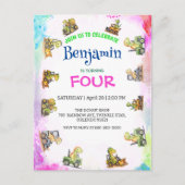 Niedlicher Dinosaurier-Traktor Rainbow B2S School  Postkarte (Vorderseite)