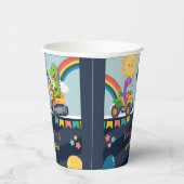 Niedlicher Dinosaurier-Traktor Rainbow-Ballon HBD Pappbecher (Rechts)